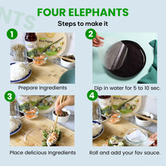 Four Elephants hoja junto a mano para comparar tamaño útil y versátil