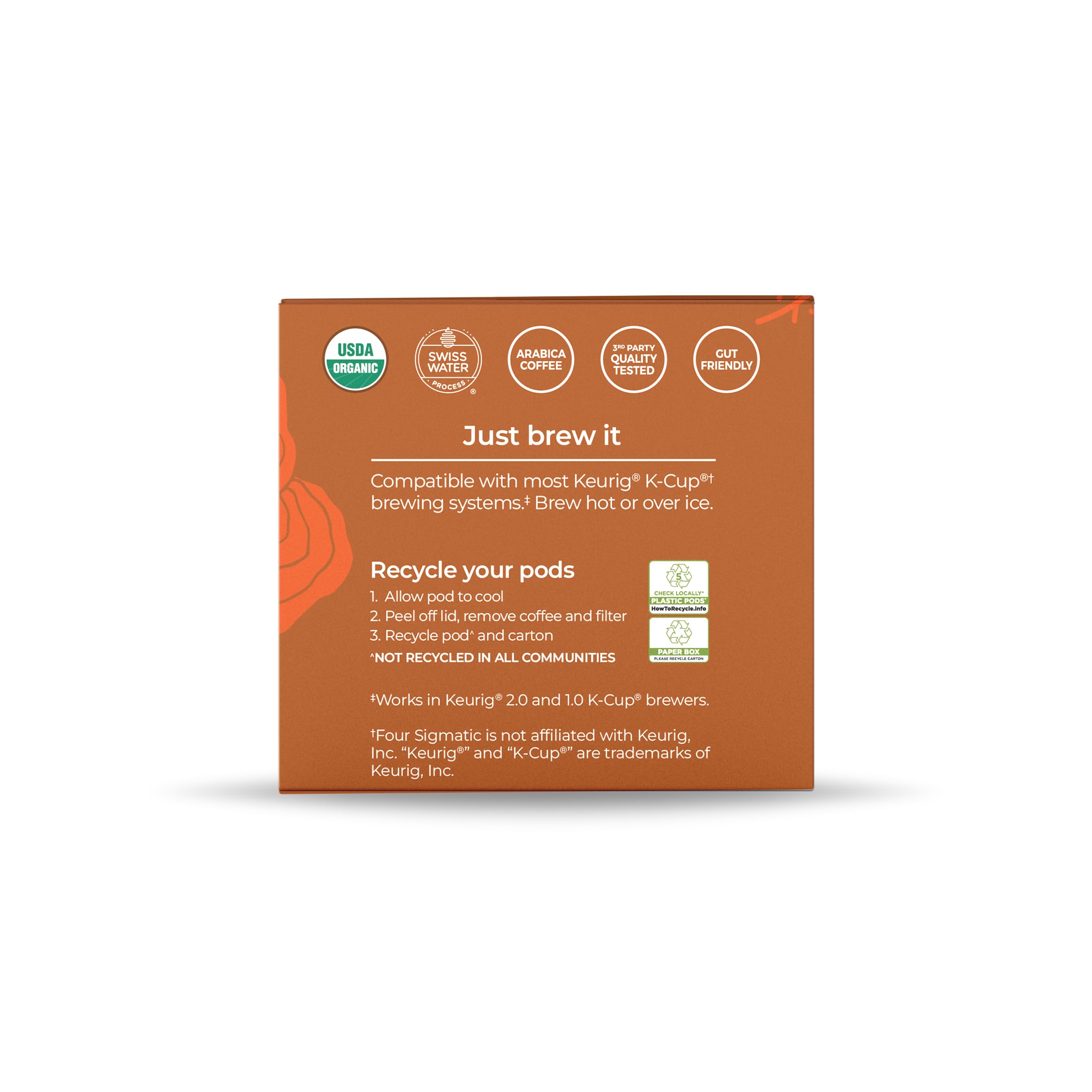 Four Sigmatic taza servida con espuma ligera y color equilibrado, sabor suave