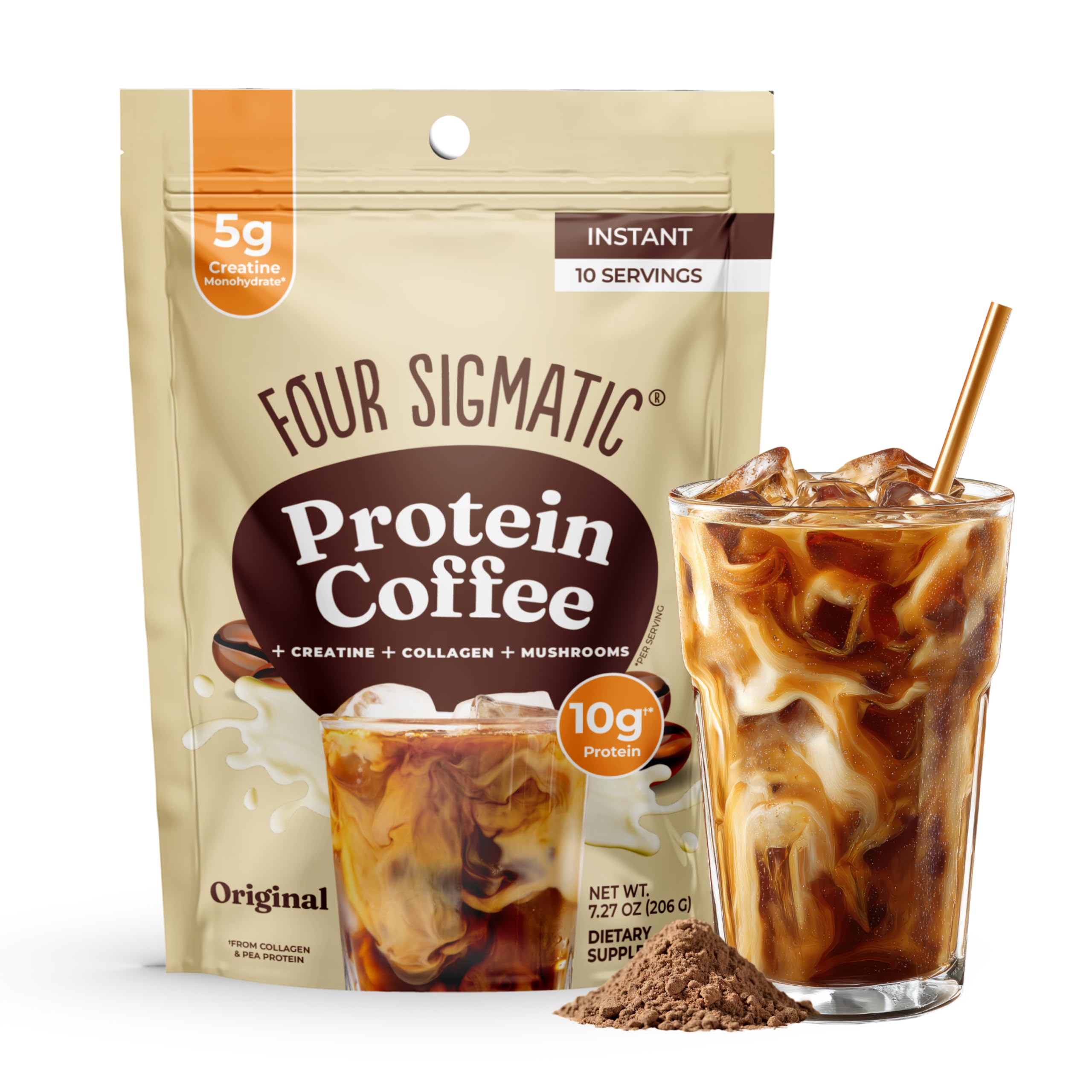 Four Sigmatic envase frontal mostrando la marca y beneficios