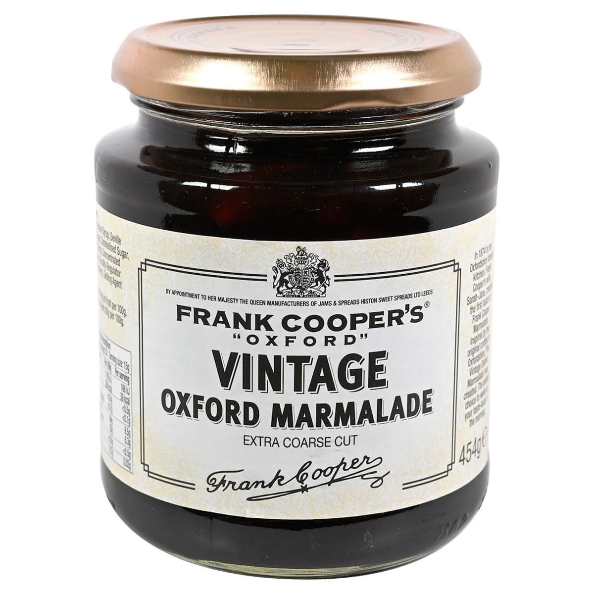 Frank Cooper's frente del tarro mostrando marca y apariencia apetecible