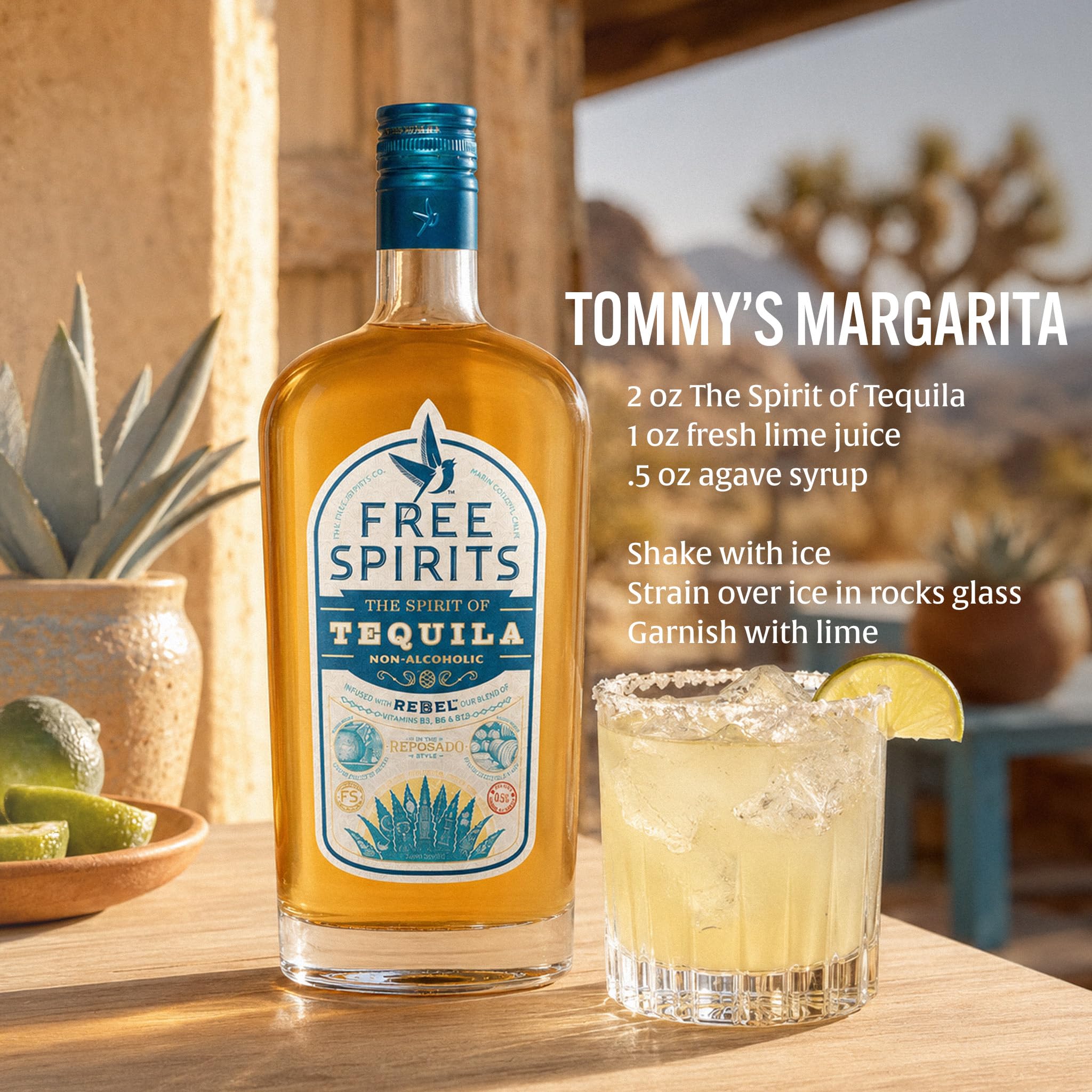Free Spirits tamaño en escala junto a copa para referencia de proporción