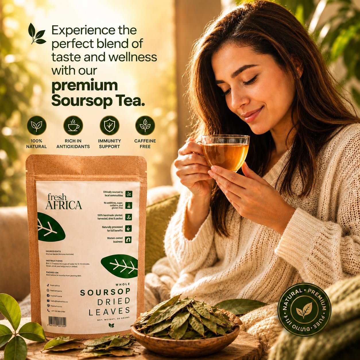 Fresh Africa momento de té en mesa, crea rutina de bienestar
