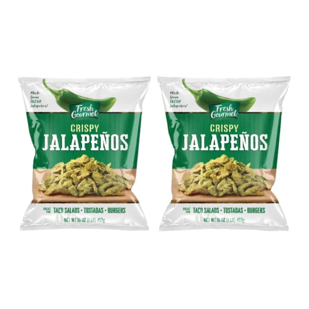 Fresh Gourmet empaque frontal que muestra jalapeños crujientes y frescura