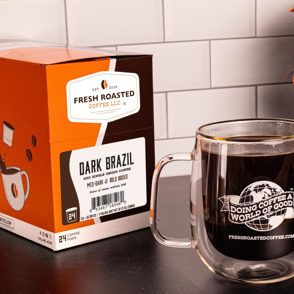 Fresh Roasted Coffee cápsula K-Cup vista detalle mostrando material #5 sin BPA y sello