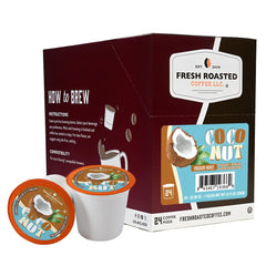Fresh Roasted Coffee empaque frontal mostrando 24 cápsulas y beneficio de conveniencia
