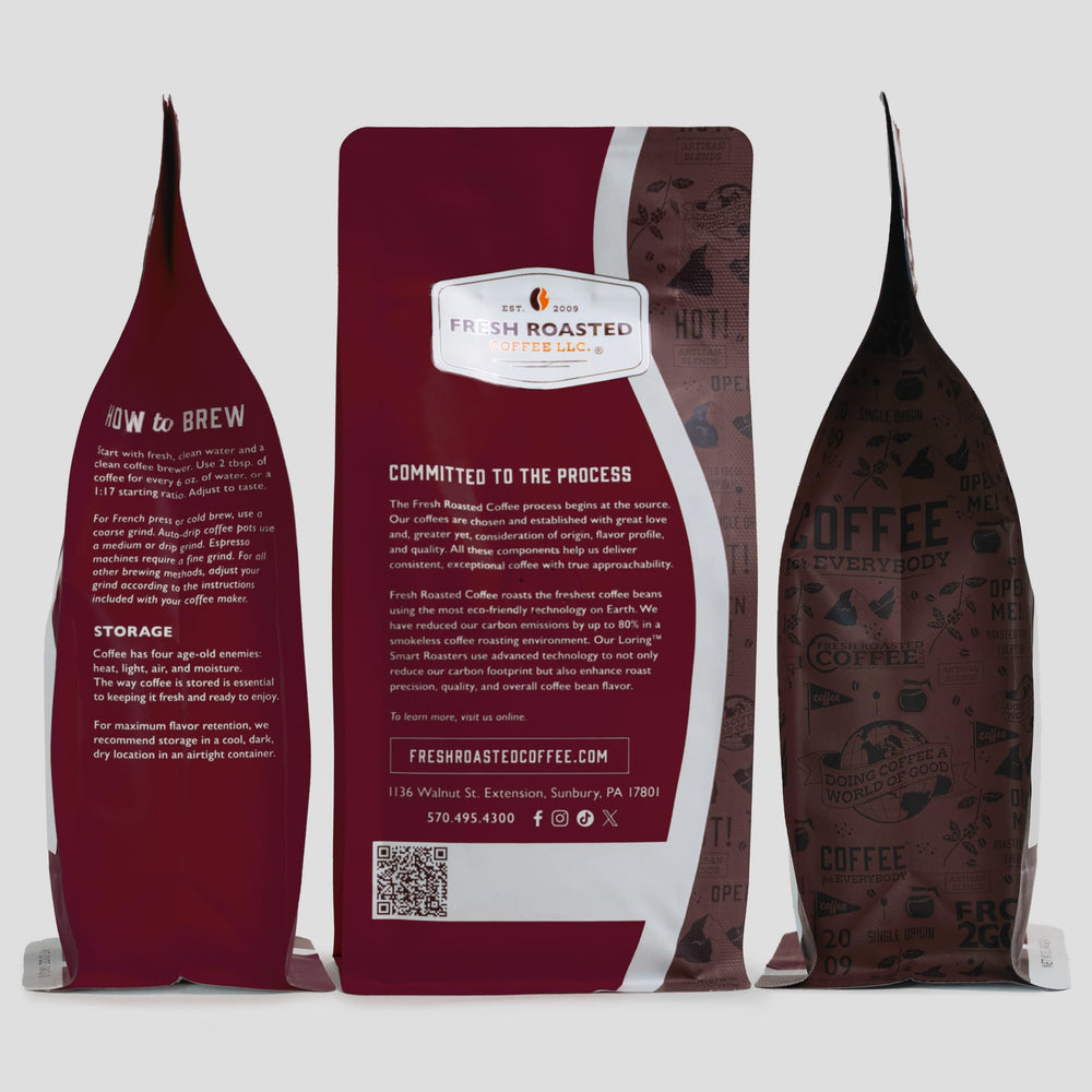 Fresh Roasted Coffee sello OU Kosher y lista de ingredientes transparente