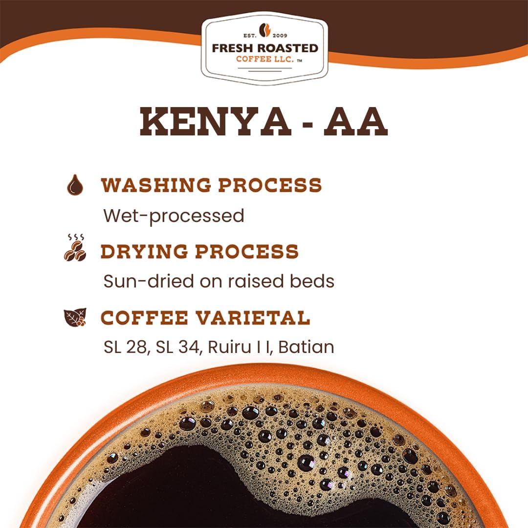 Fresh Roasted Coffee etiqueta Kosher y origen Kenya para confianza