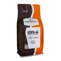 Fresh Roasted Coffee empaque frontal Kenya AA muestra calidad y frescura