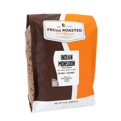 Fresh Roasted Coffee paquete frontal 5 lb mostrando la marca y beneficio de volumen