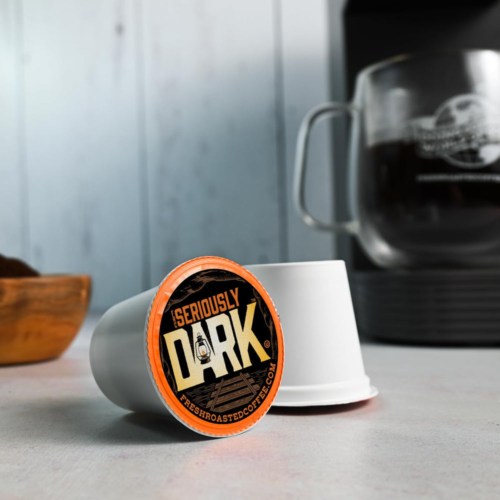 Fresh Roasted Coffee paquete con 96 unidades para comparar tamaño y cantidad en la cocina