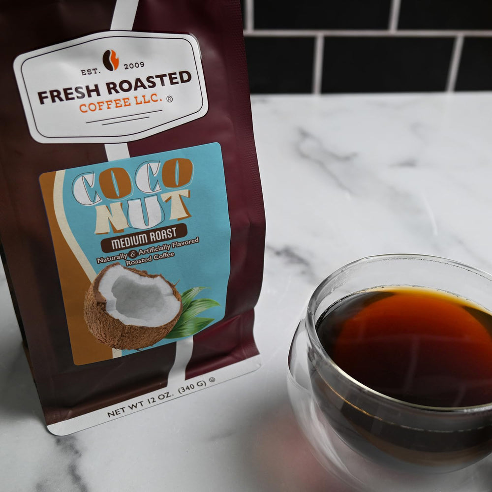 Fresh Roasted Coffee textura del café molido medium, aroma visible
