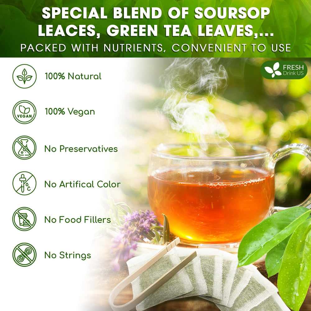 FRESHDRINKUS hojas secas de guanábana y té verde con aspecto natural