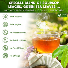 FRESHDRINKUS hojas secas de guanábana y té verde con aspecto natural
