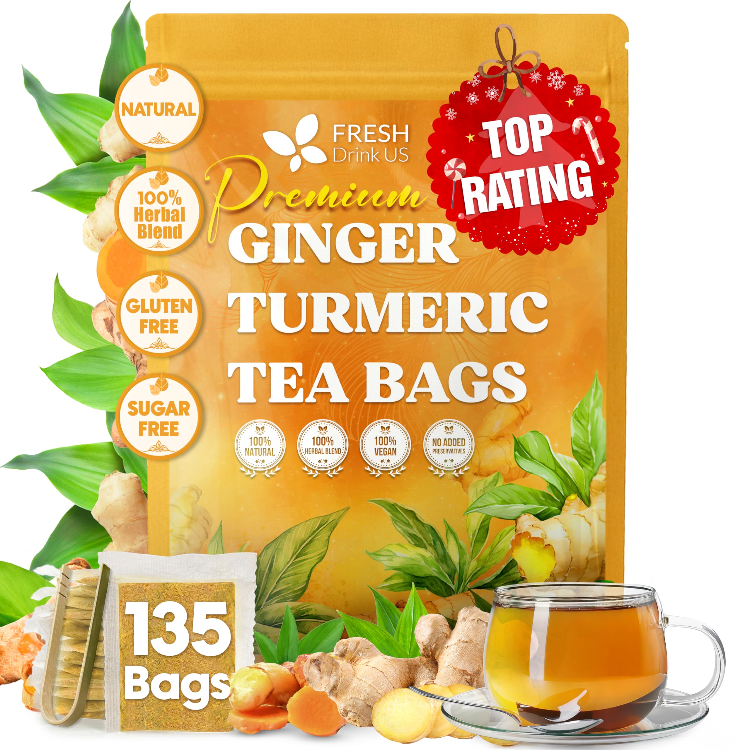 FRESHDRINKUS empaque frontal mostrando 135 bolsitas y beneficios ecológicos
