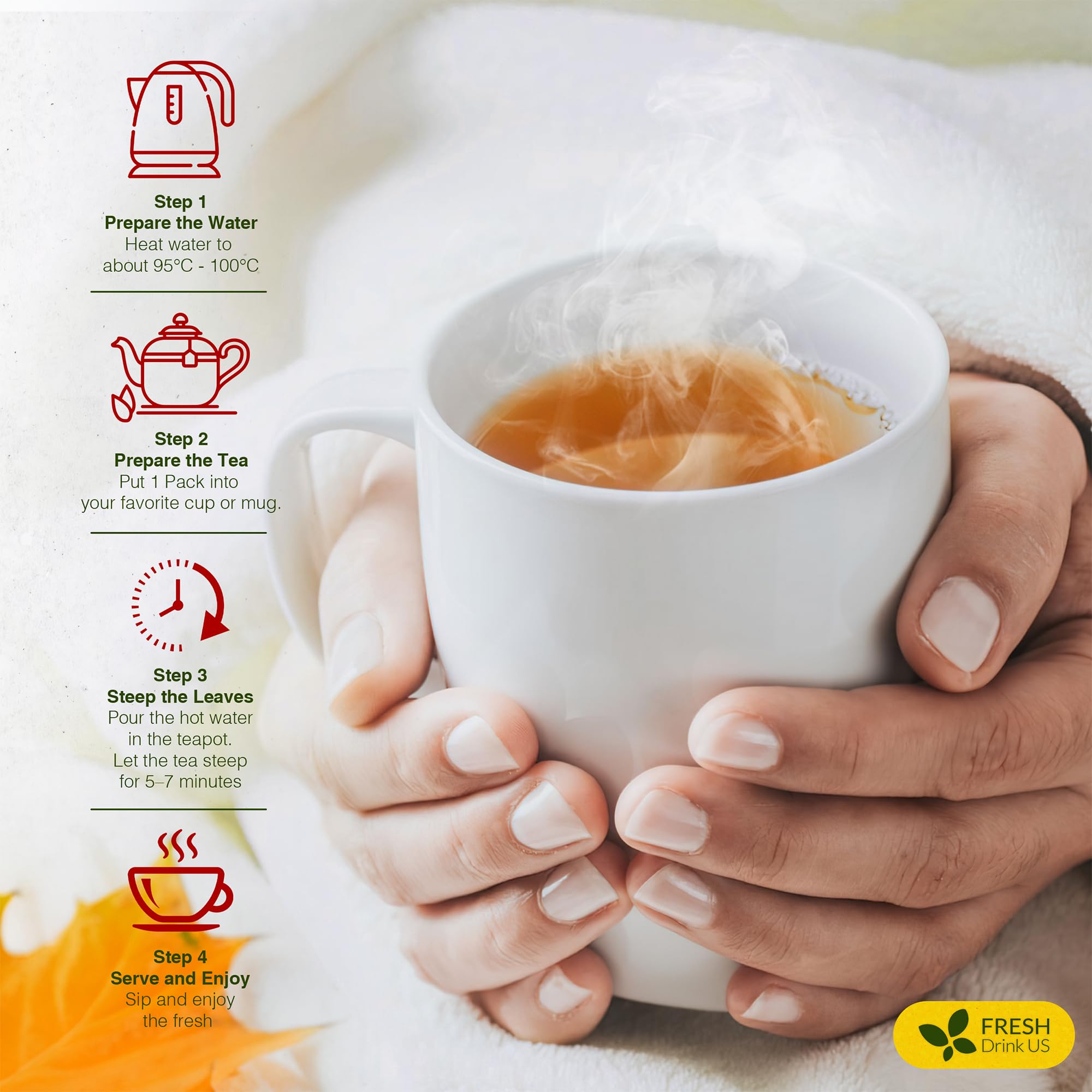 FRESHDRINKUS té helado en vaso listo para beber, refresco instantáneo