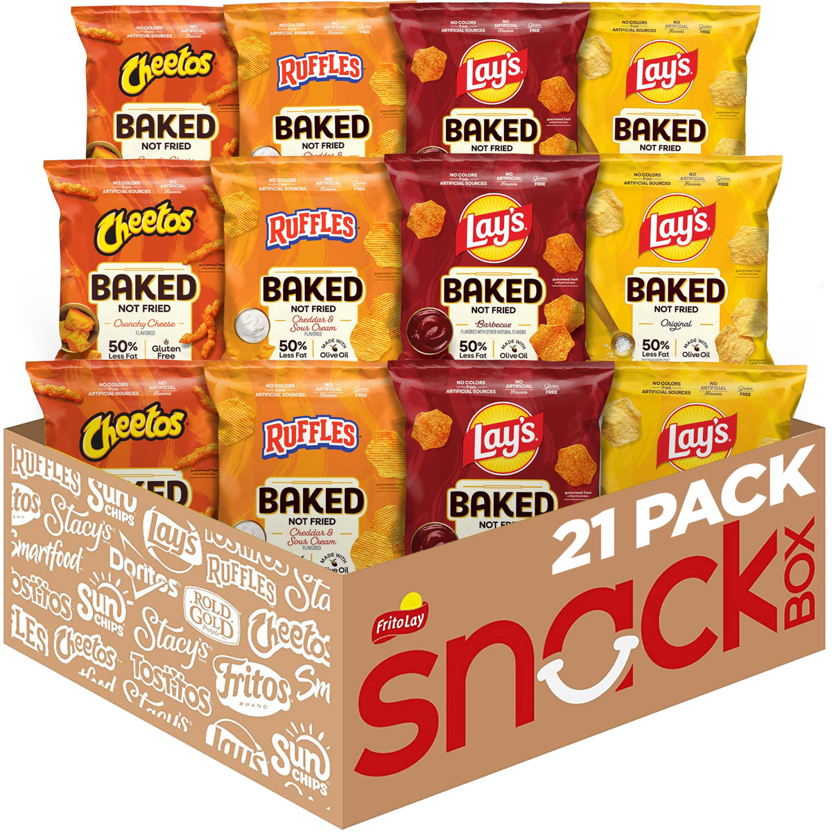 Frito-Lay pack frontal con 21 bolsitas, práctico para compartir