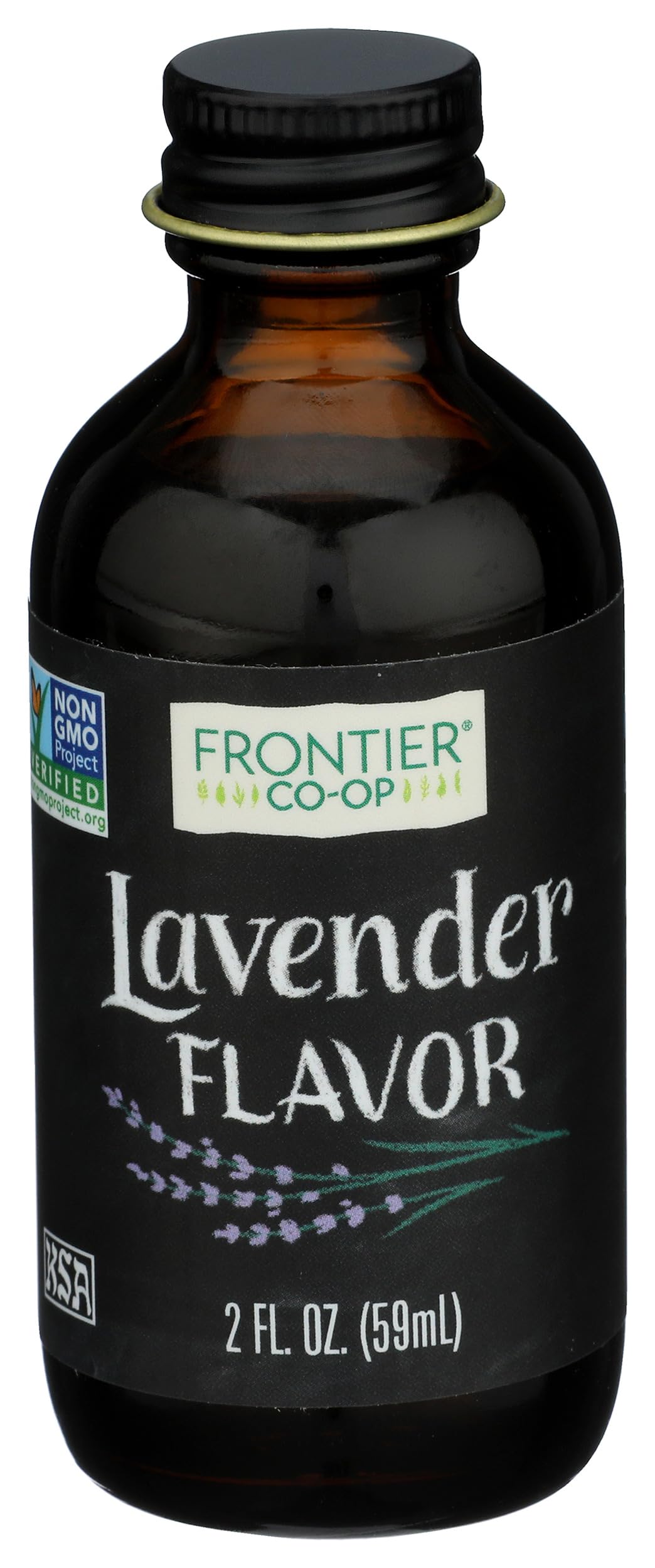 Frontier Co-op envase frontal de Lavender Flavor, muestra claramante el formato de 2 FZ y conveniencia