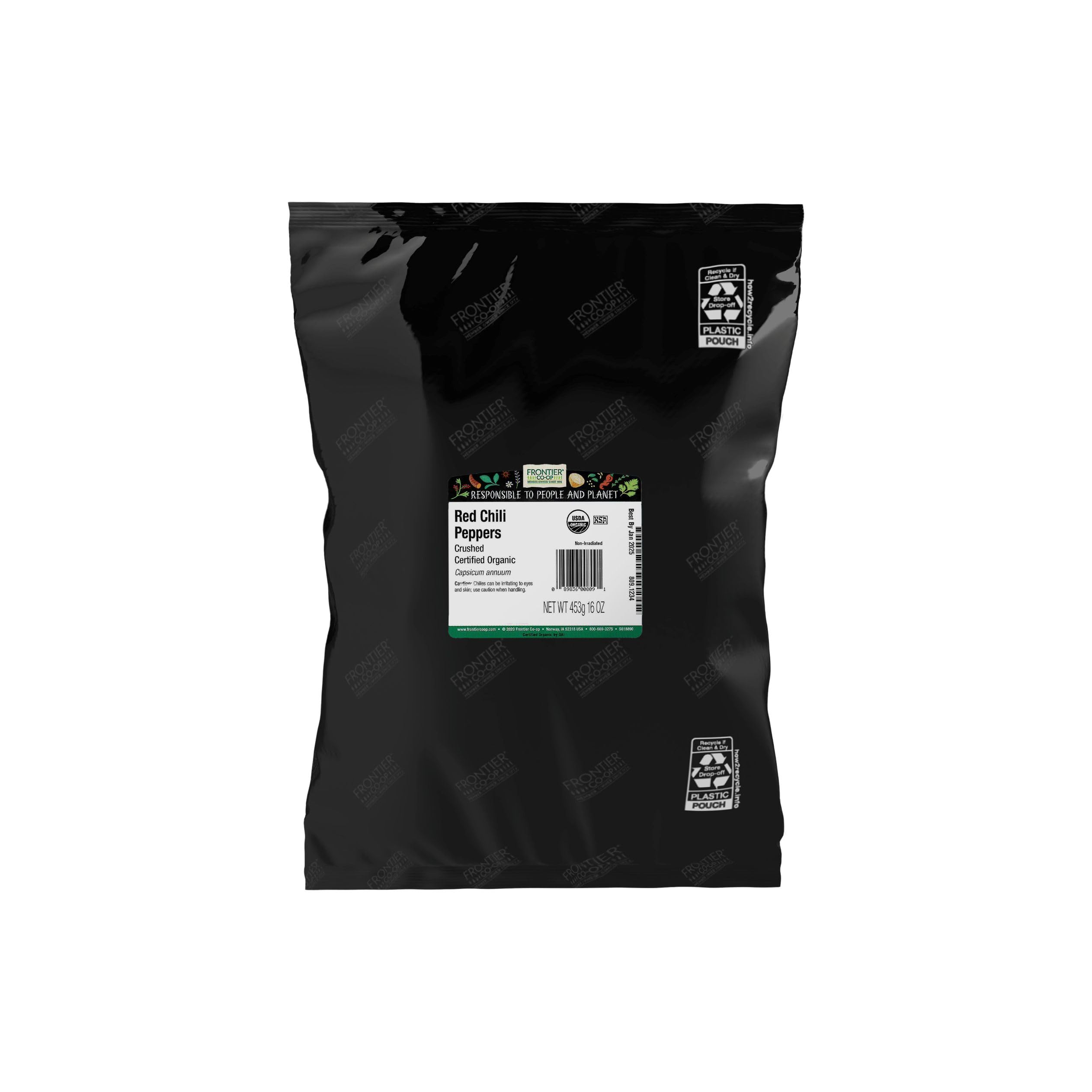 Frontier Co-op paquete frente mostrando sello orgánico y Kosher