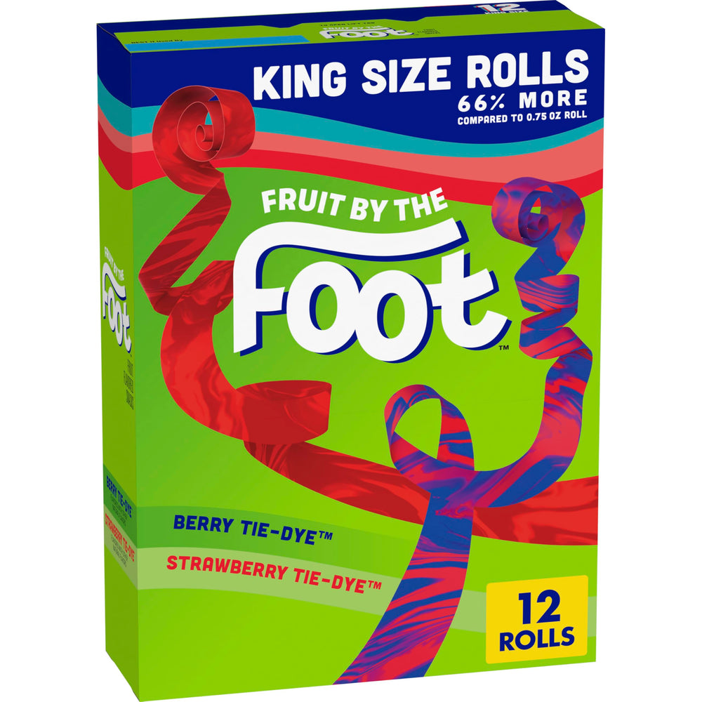 Fruit by the Foot frente del paquete variedad 12 rollos, presentación King Size para compartir