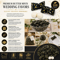 Fun Express detalle de envoltura negra con estrellas doradas, estilo festivo