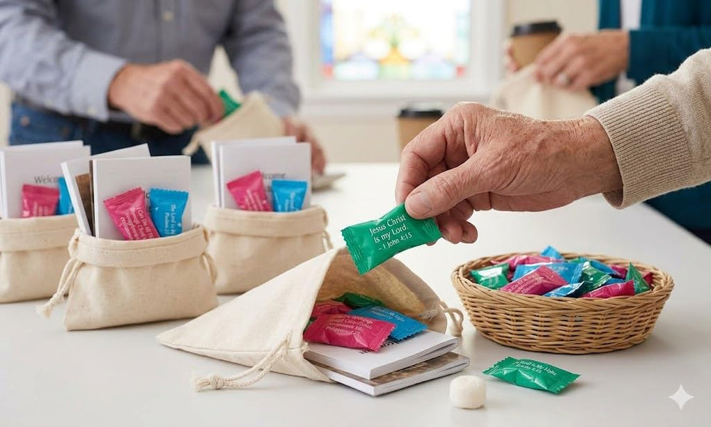 Fun Express mints servidas en bandeja listas para distribución en evento