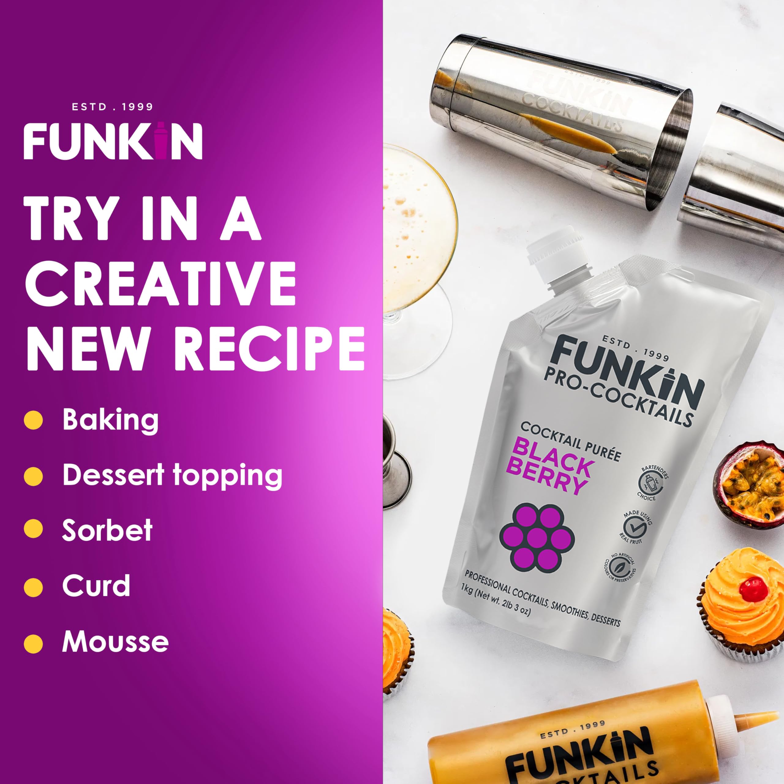 Funkin etiqueta con certificados mostrando aptitud vegana y sin gluten