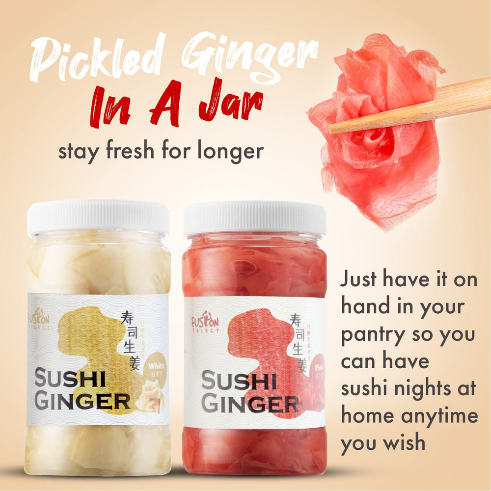 Fusion Select escena de mesa con chopsticks y gari para presentación atractiva