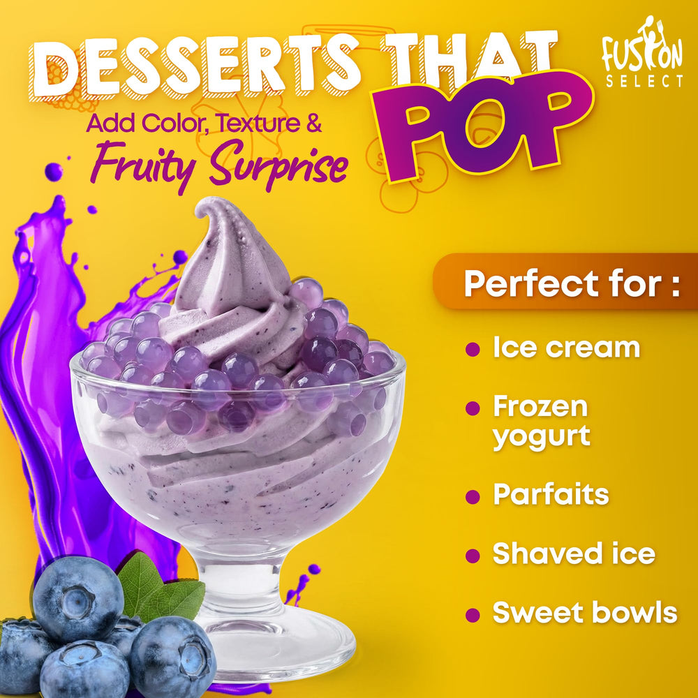 Fusion Select topping sobre helado añade color y contraste