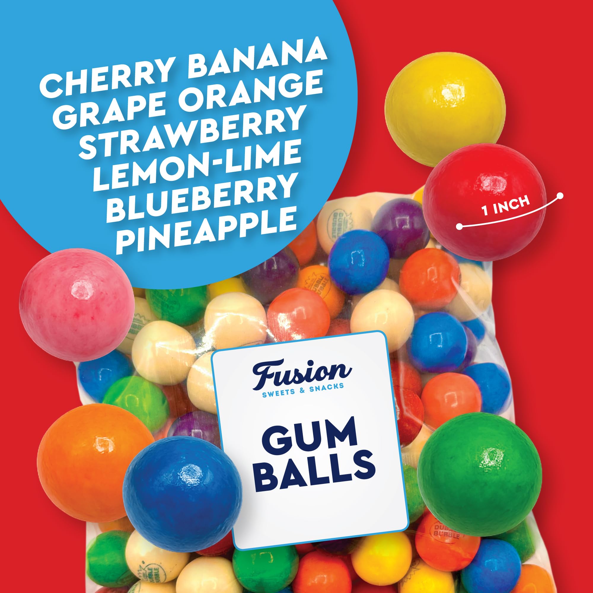 Fusion Sweets And Snacks bolsa abierta con gumballs listas para rellenar frascos o dispensadores