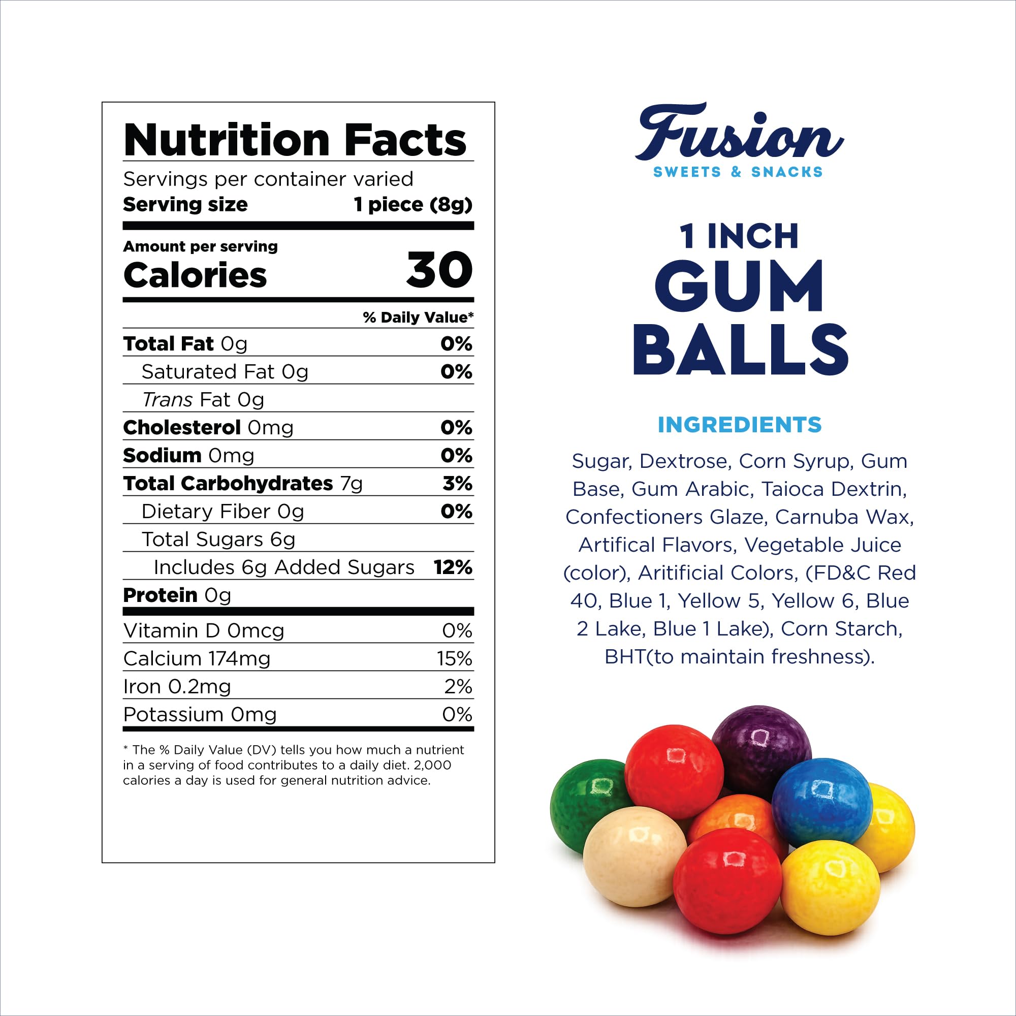 Fusion Sweets And Snacks detalle de textura de gumball mostrando superficie brillante y consistencia masticable