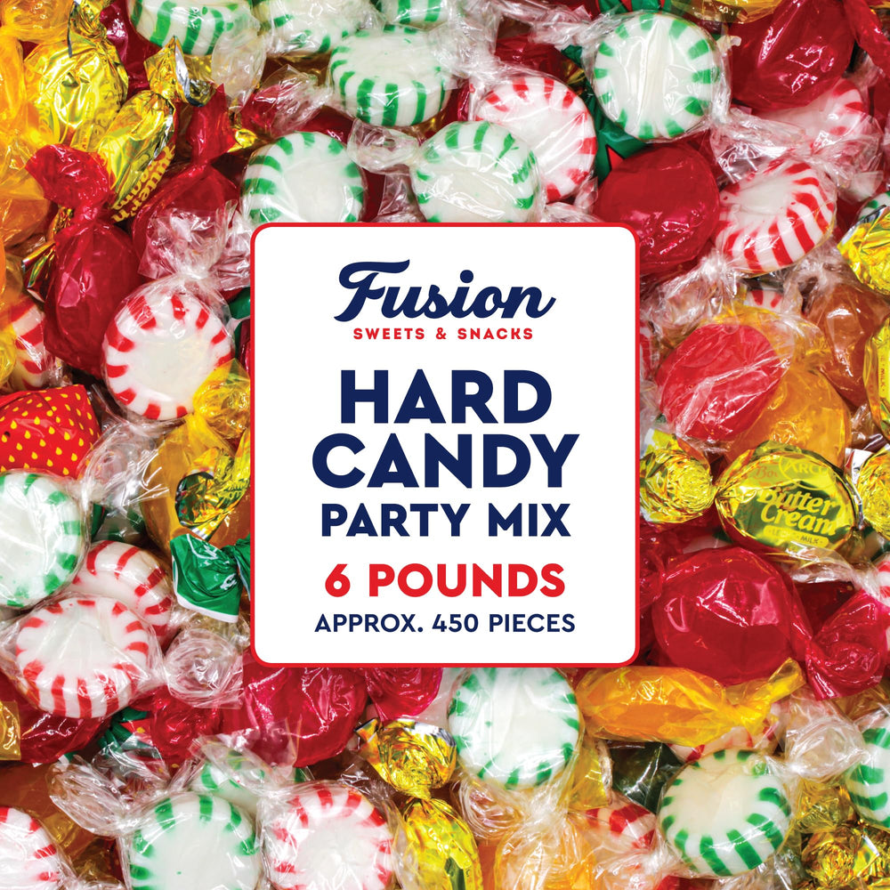 Fusion Sweets And Snacks paquete frontal mostrando marca y cantidad seis libras