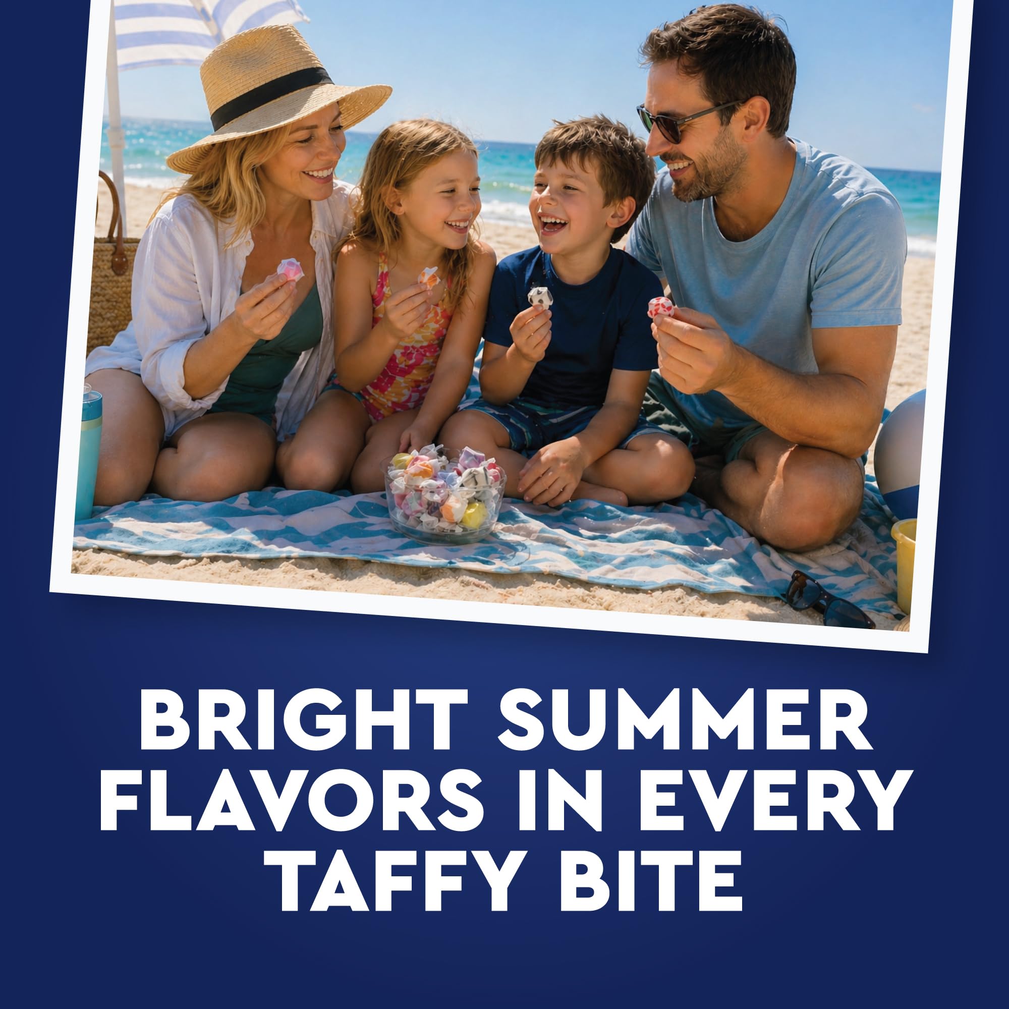 Fusion Sweets And Snacks taffy junto a mano para mostrar tamaño por pieza