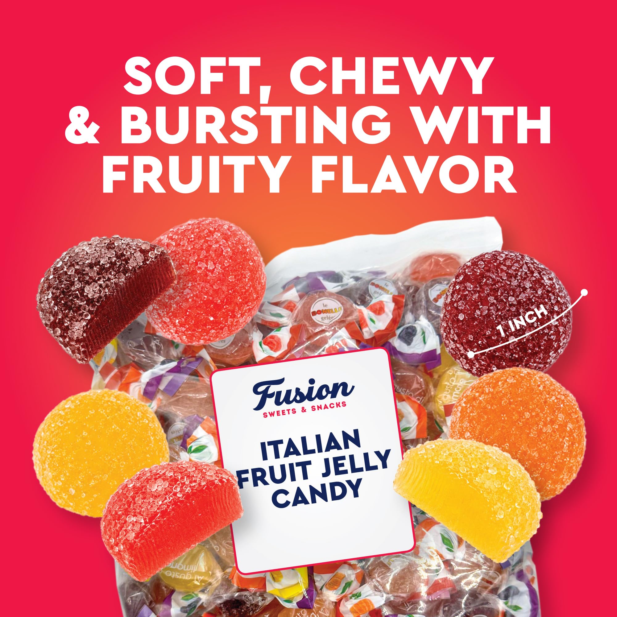 Fusion Sweets And Snacks etiqueta frontal con información y beneficios