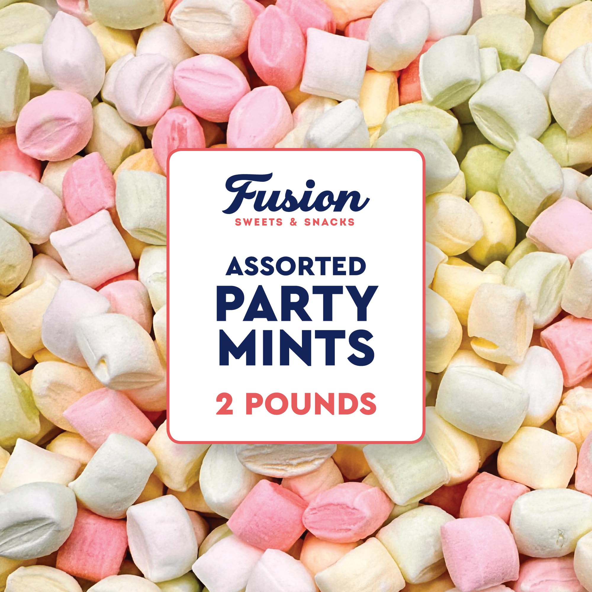 Fusion Sweets And Snacks empaque frontal mostrando bolsa sellada y 2 lb para eventos