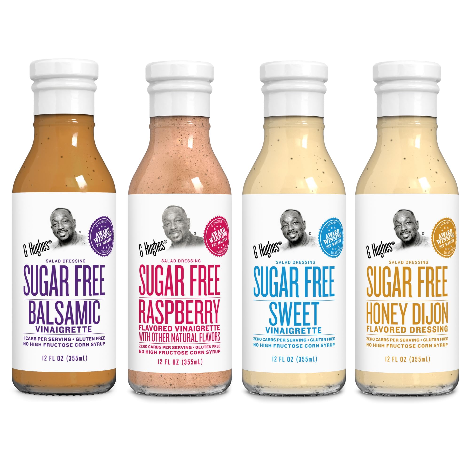 G Hughes frente del pack de 4 mostrando botellas y variedad de sabores