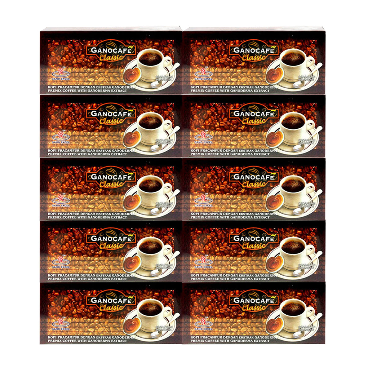 GANO EXCEL Ganocafe Classic frente del empaque mostrando marca y diseño atractivo