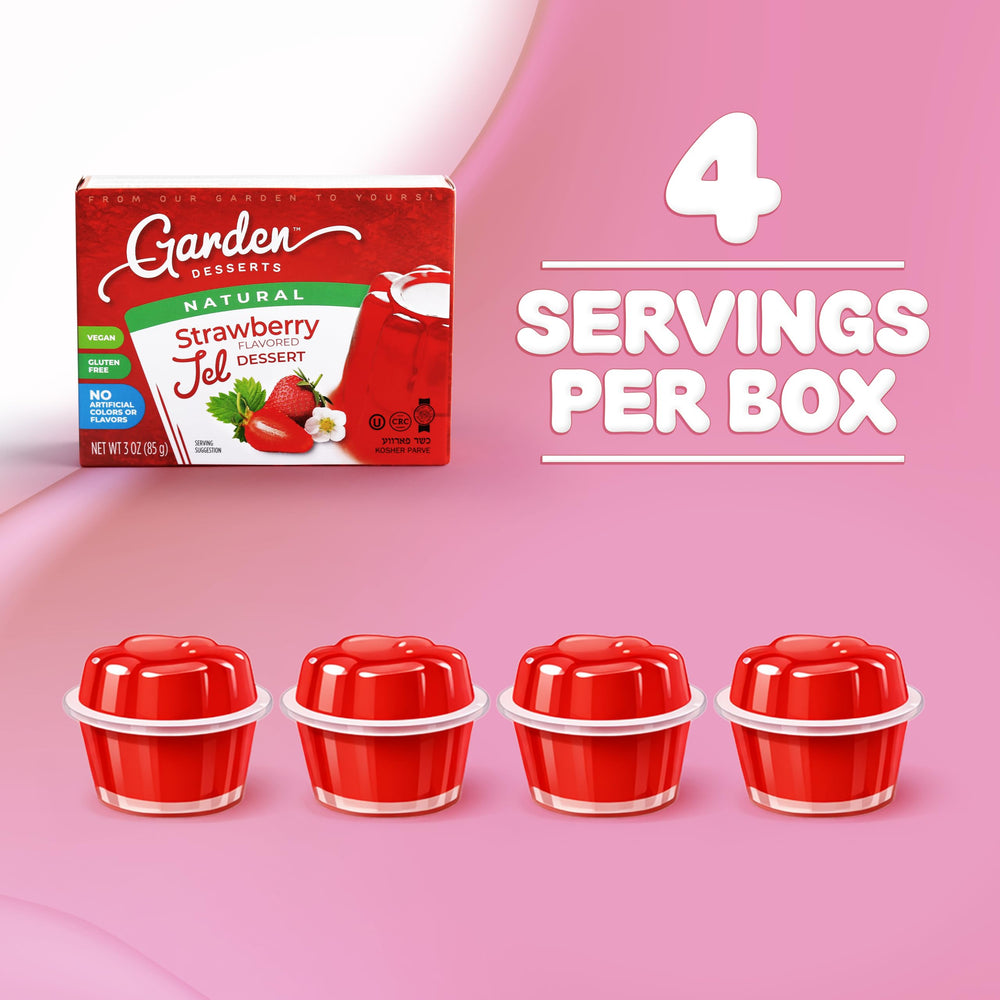 Garden Desserts etiqueta con lista de ingredientes naturales y propiedades veganas