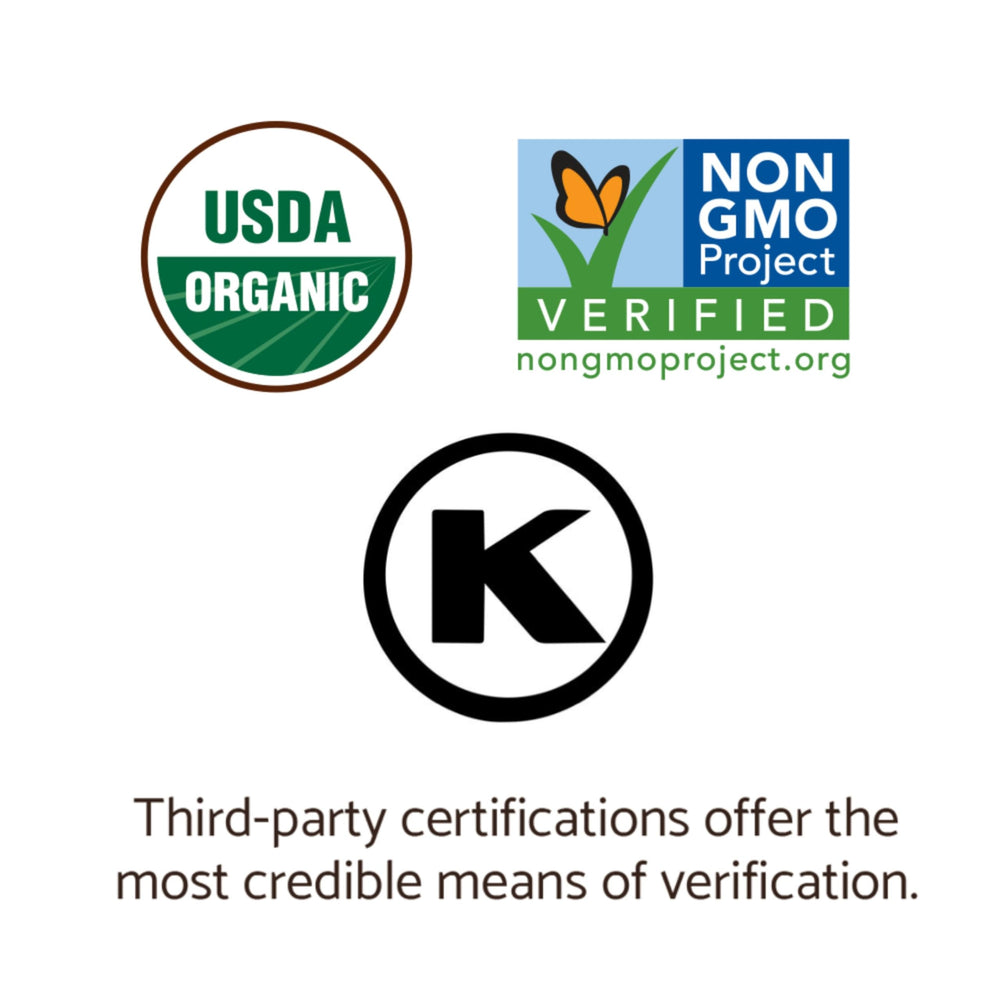 Garden of Life etiqueta con sellos USDA Organic y Non‑GMO, garantía de calidad