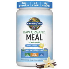 Garden of Life empaque frontal mostrando vainilla y beneficios