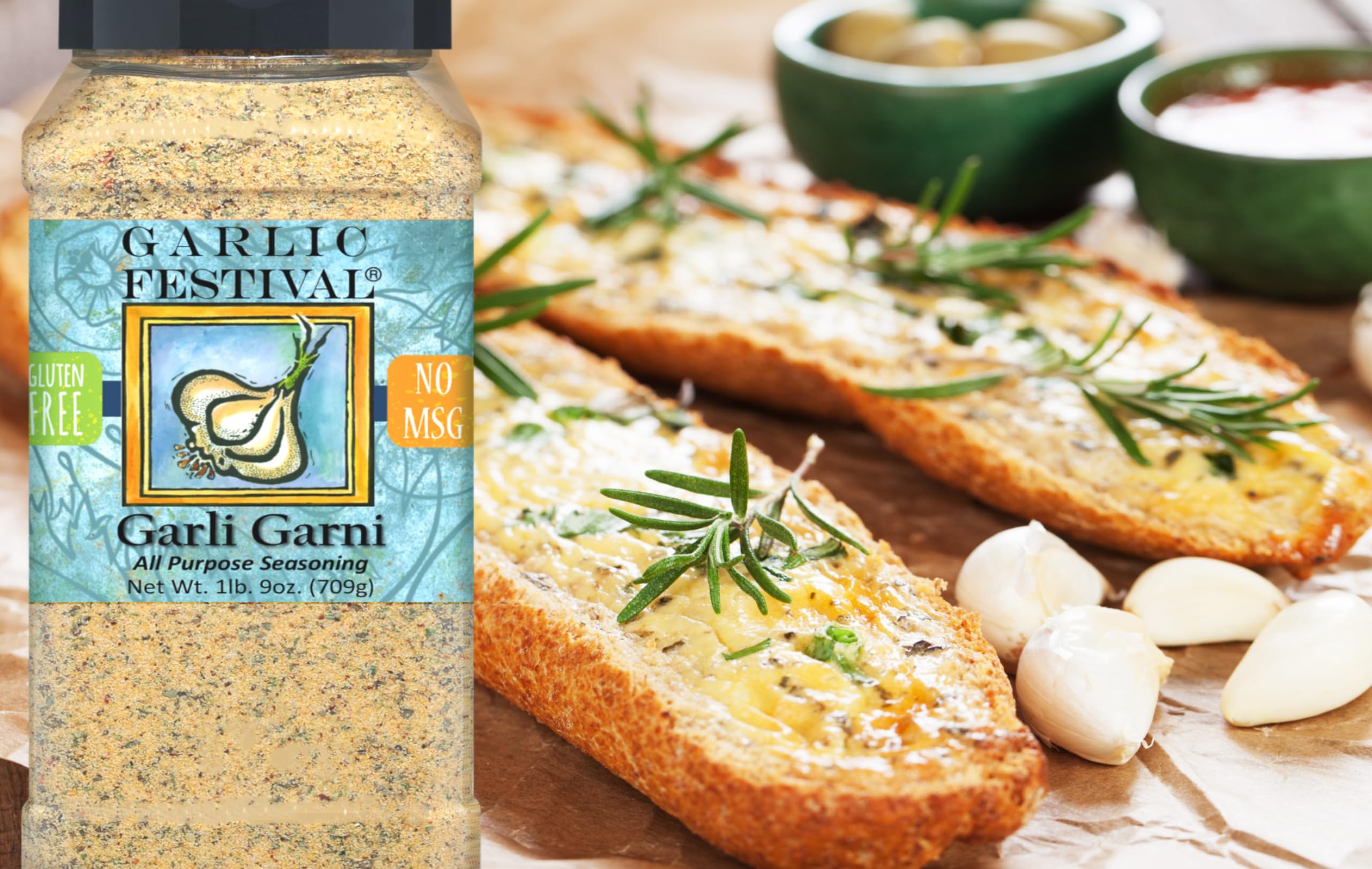 Garlic Festival comparación de tamaño del envase para valorar cantidad útil