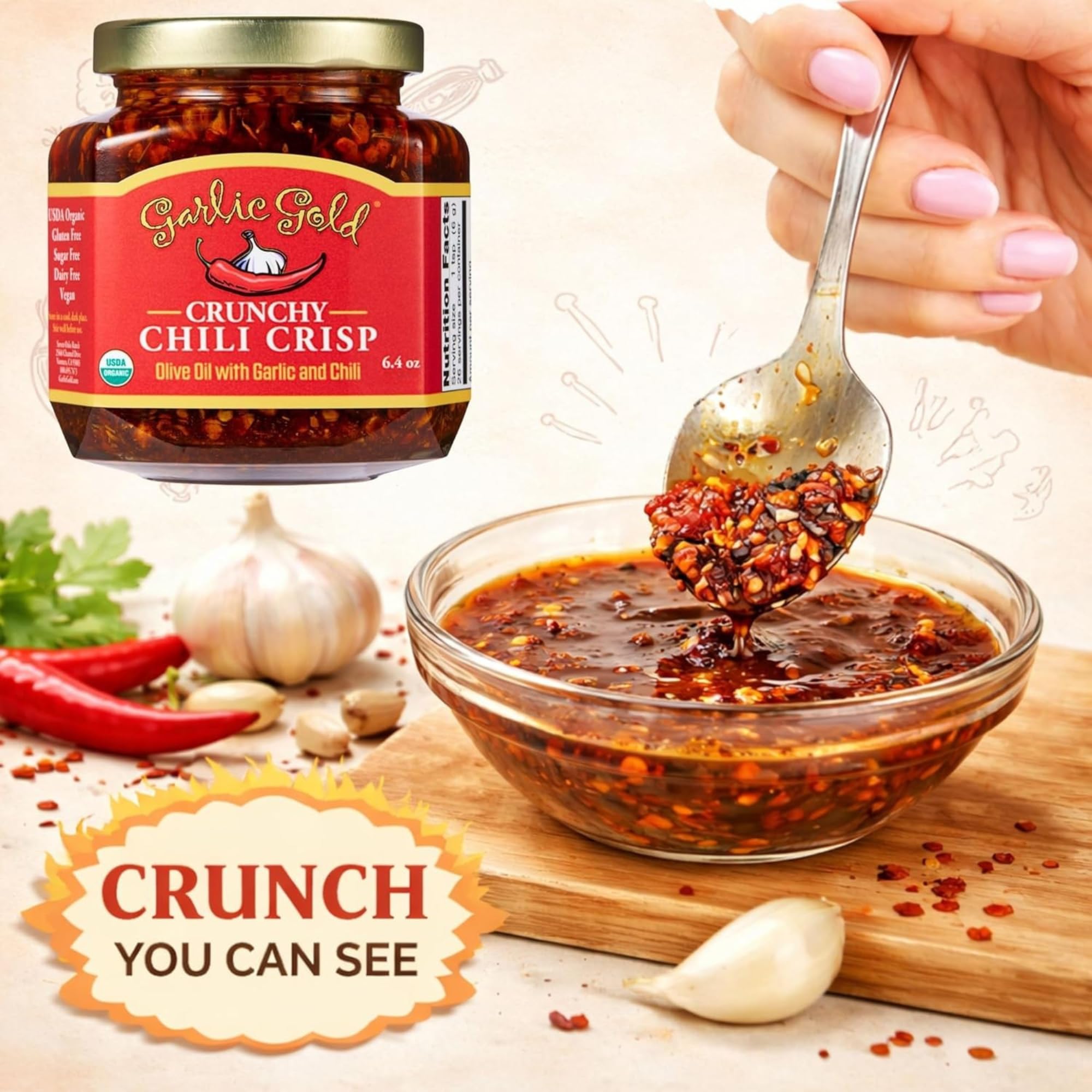 Garlic Gold trocitos de ajo crujiente para añadir crocancia y sabor