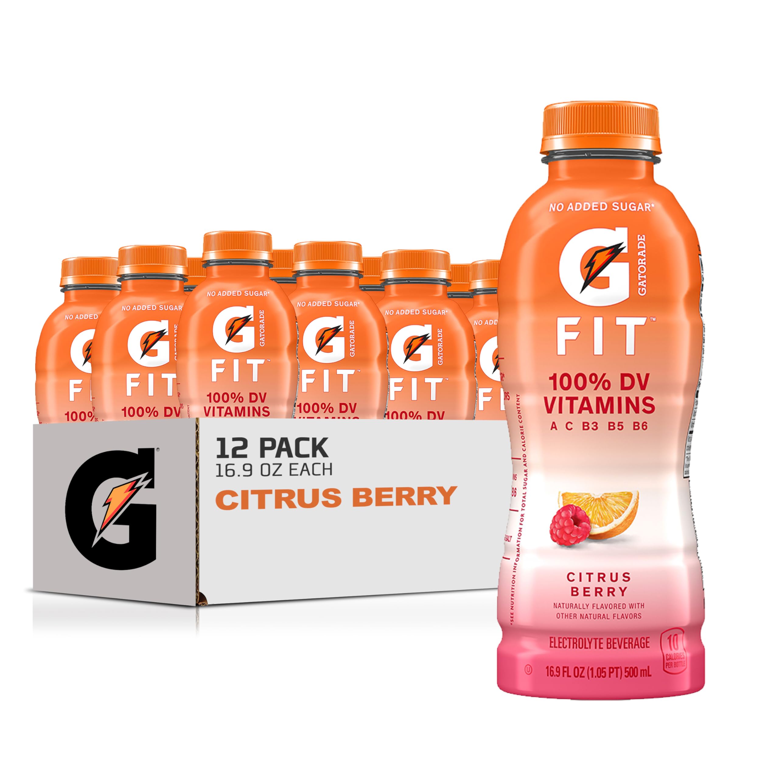 Gatorade Fit botella frontal mostrando etiqueta y beneficios