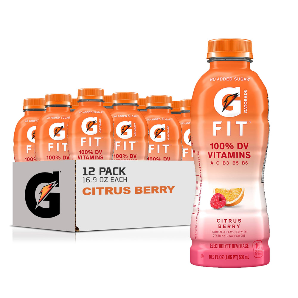 Gatorade Fit botella frontal mostrando etiqueta y beneficios