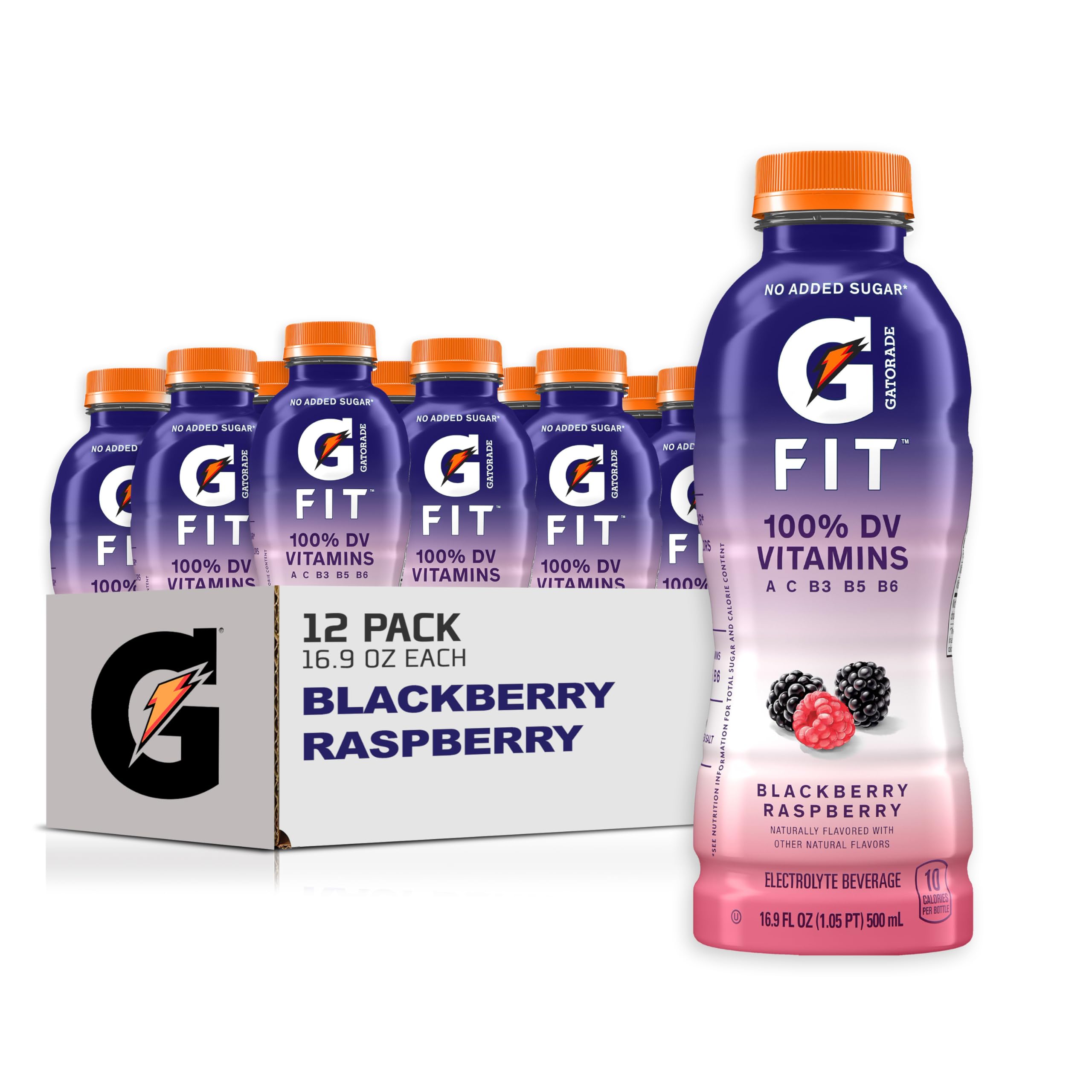 Gatorade Fit frontal pack mostrando 12 botellas, hidratación baja en calorías