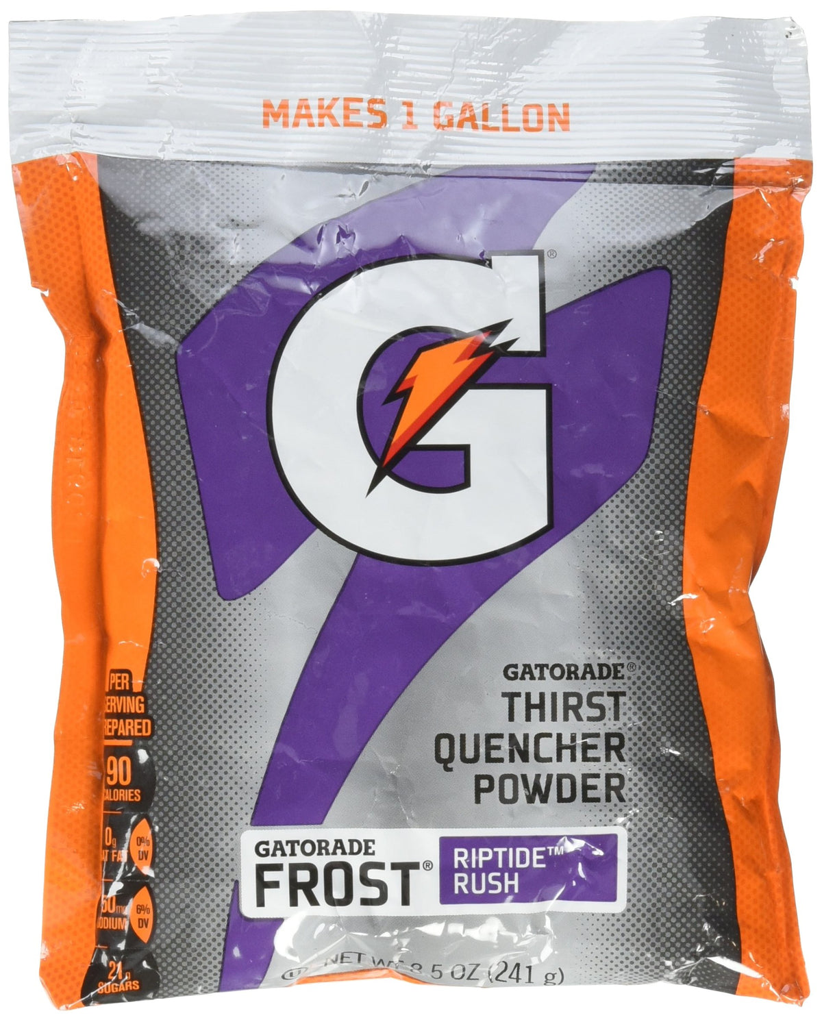 Gatorade paquete frontal Riptide mostrando información y beneficios de hidratación