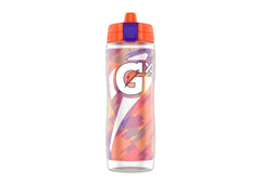 Gatorade botella frontal Glitched Camo Guava mostrando diseño distintivo y capacidad