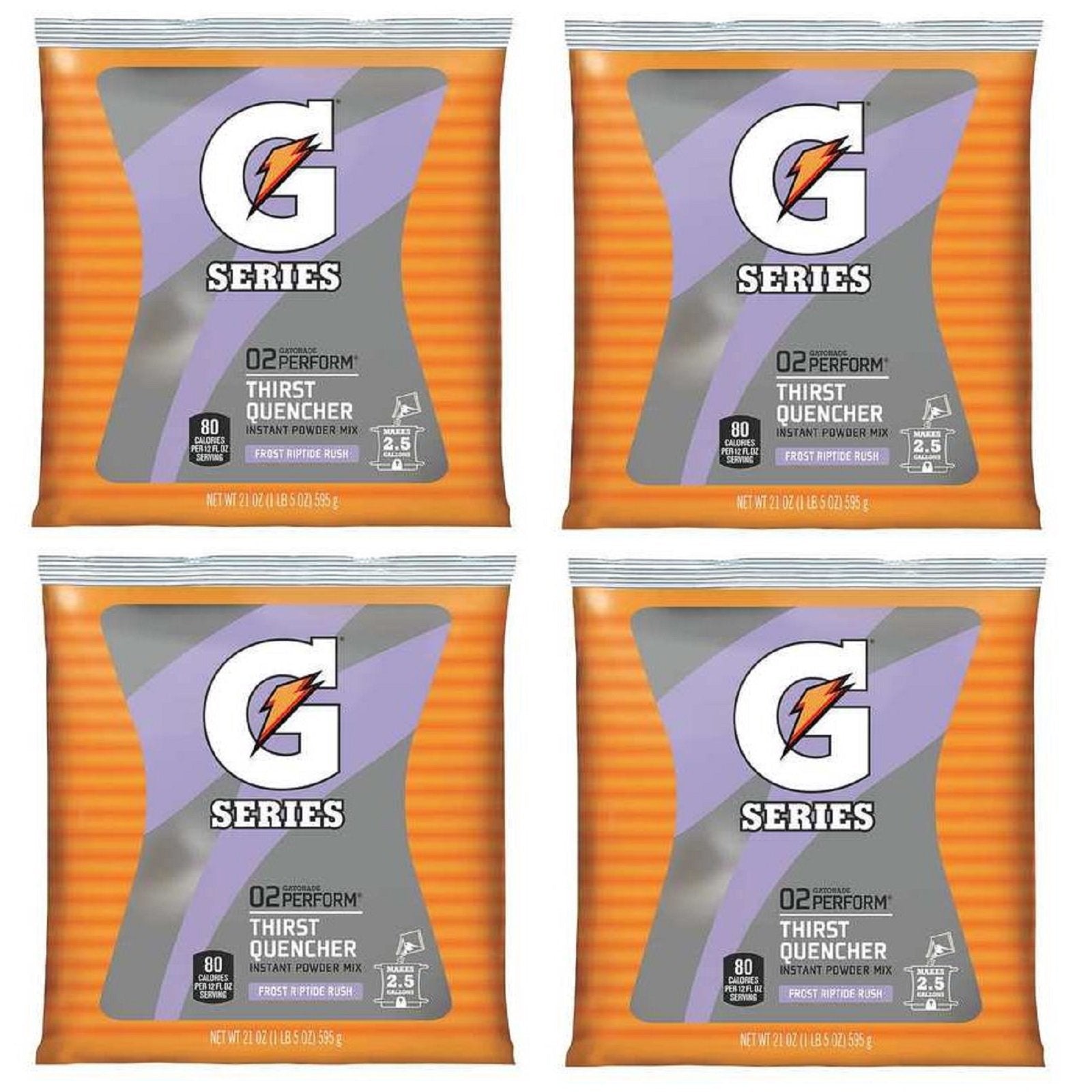 Gatorade paquete frontal Riptide Rush mostrando rinde y practicidad