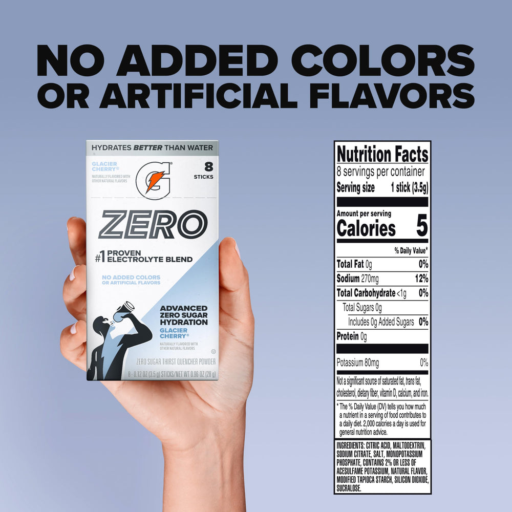 Gatorade sobre individual con polvo visible, demostrando facilidad de transporte