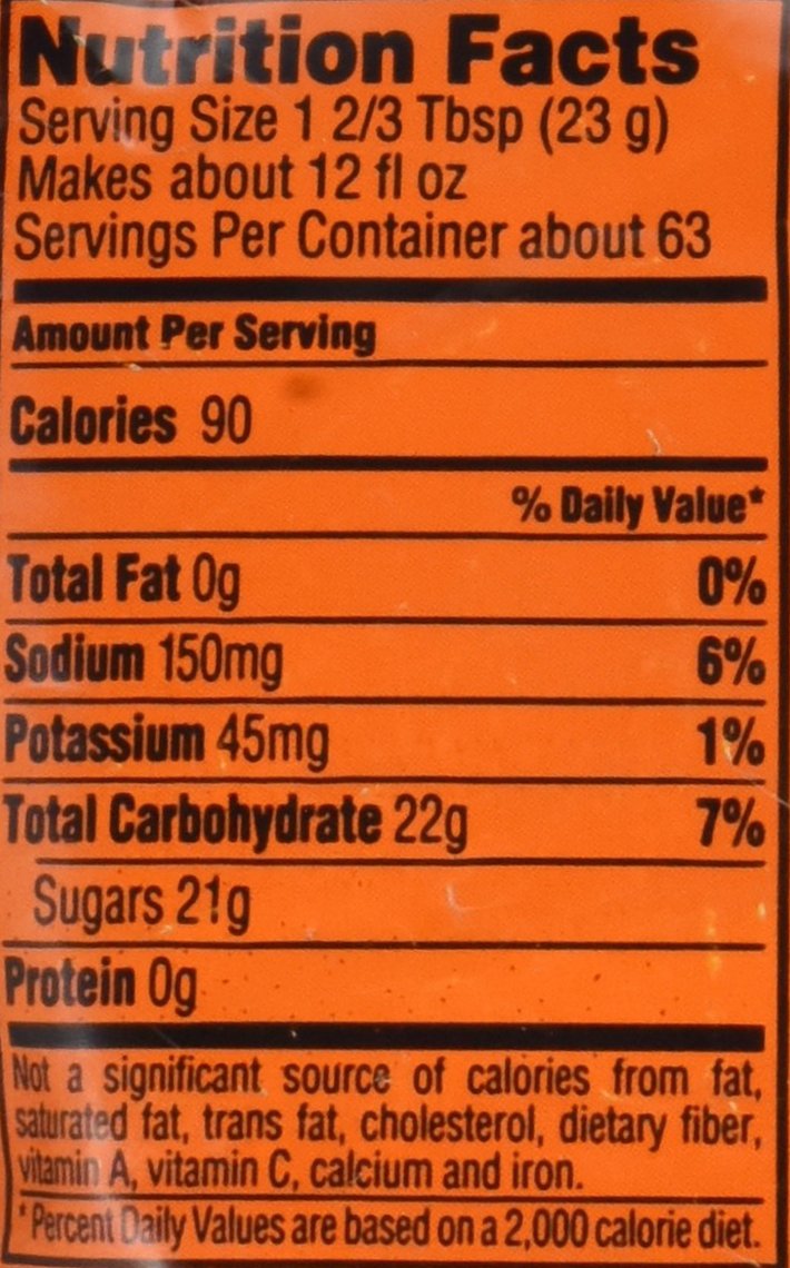 Gatorade polvo naranja primer plano textura que facilita disolución rápida