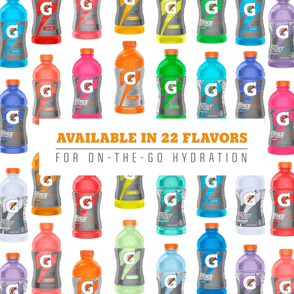 Gatorade tres sabores alineados demostrando variedad para elegir